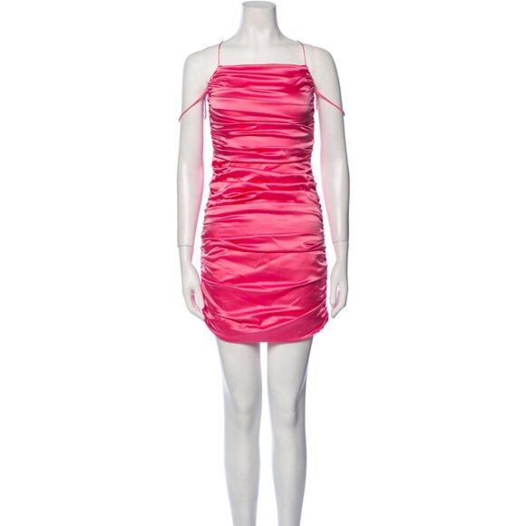 NWT Alice + Olivia Cruz Silk Mini Dress Hot Pink Primrose Size 6 #7994 - Picture 4 of 9
